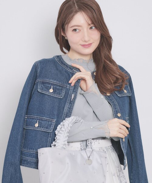 index（インデックス）の「ドットチュールフリルデザインニット【洗濯機OK】（ニット/セーター・レディース・ブラック/オフホワイト/サックスブルー・42/40/38/36）」の15枚目の写真