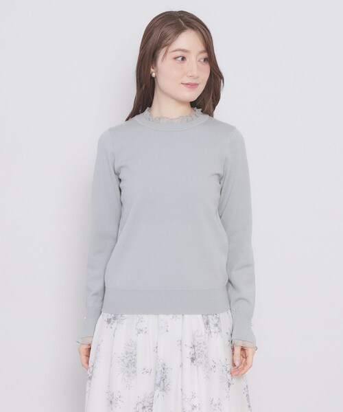 index（インデックス）の「ドットチュールフリルデザインニット【洗濯機OK】（ニット/セーター・レディース・ブラック/オフホワイト/サックスブルー・42/40/38/36）」の17枚目の写真