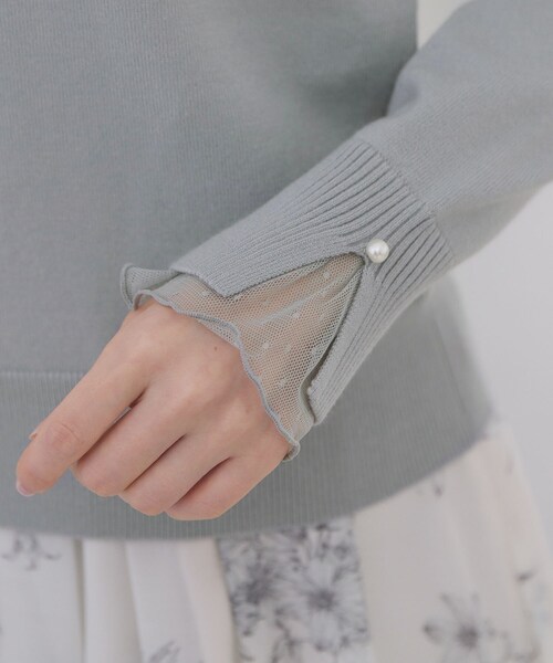 index（インデックス）の「ドットチュールフリルデザインニット【洗濯機OK】（ニット/セーター・レディース・ブラック/オフホワイト/サックスブルー・42/40/38/36）」の22枚目の写真