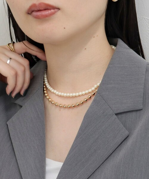 fredy emue（フレディエミュ）の「パールメタルフリーフックネックレス（ネックレス・レディース・シルバー/ゴールド・FREE）」の8枚目の写真