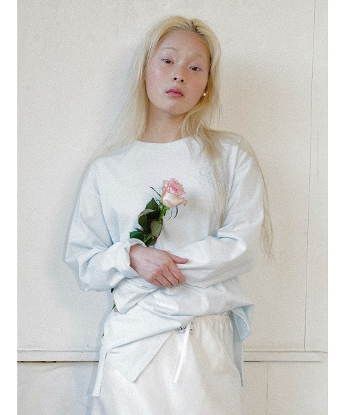 SORIN(ソリン )の「Embroidered Basic Long Tshirt/エンブロイダード ベーシックロングTシャツ(Tシャツ/カットソー・レディース・スカイブルー/ライトピンク/ホワイト・38)」の3枚目の写真