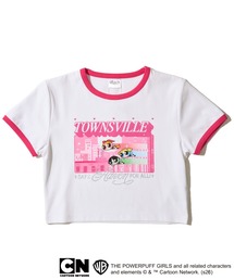 【The Powerpuff Girls / パワーパフガールズ】ラインストーンリンガークロップドTシャツ