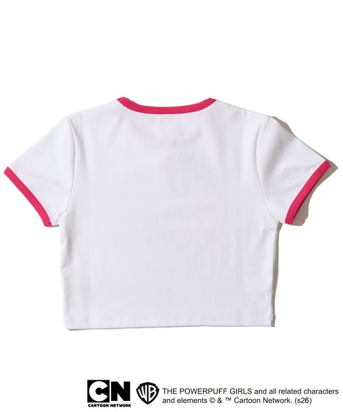 ADPOSION（アドポーション）の「【The Powerpuff Girls / パワーパフガールズ】ラインストーンリンガークロップドTシャツ（Tシャツ/カットソー・レディース・ホワイト×ピンク・FREE）」の2枚目の写真