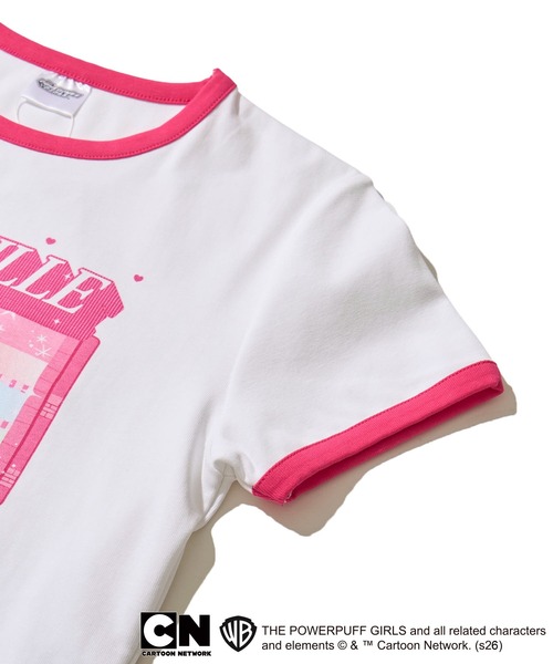 ADPOSION（アドポーション）の「【The Powerpuff Girls / パワーパフガールズ】ラインストーンリンガークロップドTシャツ（Tシャツ/カットソー・レディース・ホワイト×ピンク・FREE）」の4枚目の写真