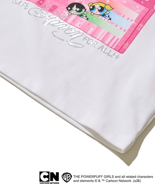 ADPOSION（アドポーション）の「【The Powerpuff Girls / パワーパフガールズ】ラインストーンリンガークロップドTシャツ（Tシャツ/カットソー・レディース・ホワイト×ピンク・FREE）」の5枚目の写真