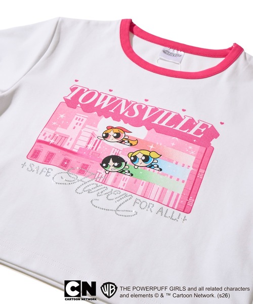 ADPOSION（アドポーション）の「【The Powerpuff Girls / パワーパフガールズ】ラインストーンリンガークロップドTシャツ（Tシャツ/カットソー・レディース・ホワイト×ピンク・FREE）」の6枚目の写真