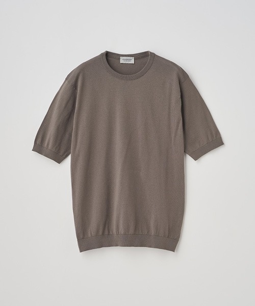 JOHN SMEDLEY(ジョンスメドレー)の「半袖コットンニットTシャツ(ニット/セーター・メンズ・ベージュ系5・XX-LARGE/S/M/L)」の1枚目の写真