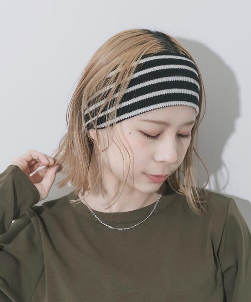 SMELLY（スメリー）の「ボーダーワイドヘアバンド（ヘアバンド・レディース・ブラック系その他・-）」の3枚目の写真