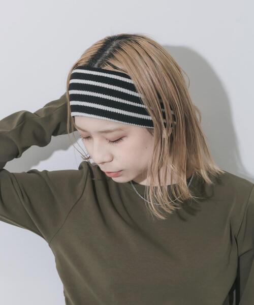 SMELLY（スメリー）の「ボーダーワイドヘアバンド（ヘアバンド・レディース・ブラック系その他・-）」の4枚目の写真