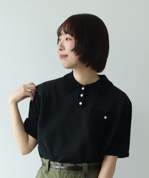 PARICI ハーフリブニット ポロシャツ PAR ICI（パーリッシィ）の「ハーフリブニット ポロシャツ（ポロシャツ