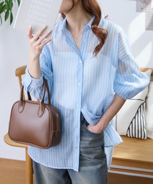 シンセティックレザー オーバーサイズ 1/2 sleeve CPOシャツ MONO-MART
