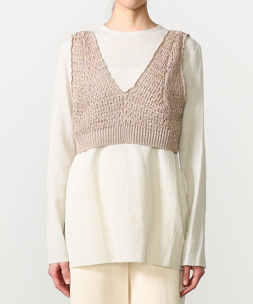 UNFIL(アンフィル)の「UNFIL | ハニーコンボ メッシュニットベスト WOMEN(ベスト・レディース・ベージュ系その他/ブルー系その他5・1)」の8枚目の写真