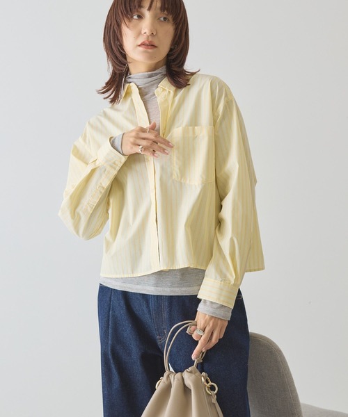 AMERICAN HOLIC(アメリカンホリック)の「【イージーケア】ショート丈ストライプシャツ(シャツ/ブラウス・レディース・イエロー系その他2/ブルー系その他7・L/M)」の21枚目の写真