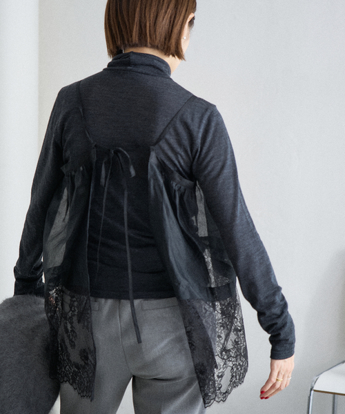 IENA（イエナ）の「《追加2》Heriter/エリテ リバーレースキャミソール（シャツ/ブラウス・レディース・ブラック/ホワイト・FREE）」の16枚目の写真