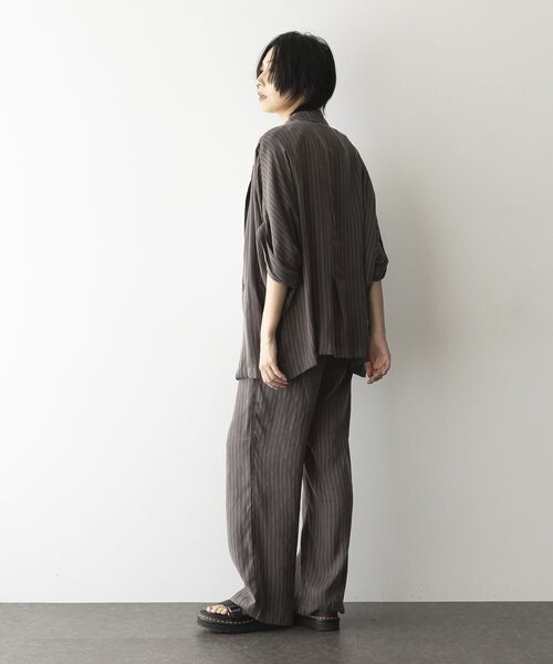 GARAGE OF GOOD CLOTHING（ガレージオブグッドクロージング）の「ストライプ半袖ジャケット（テーラードジャケット・レディース・ブラウン/ブラック・FREE）」の10枚目の写真