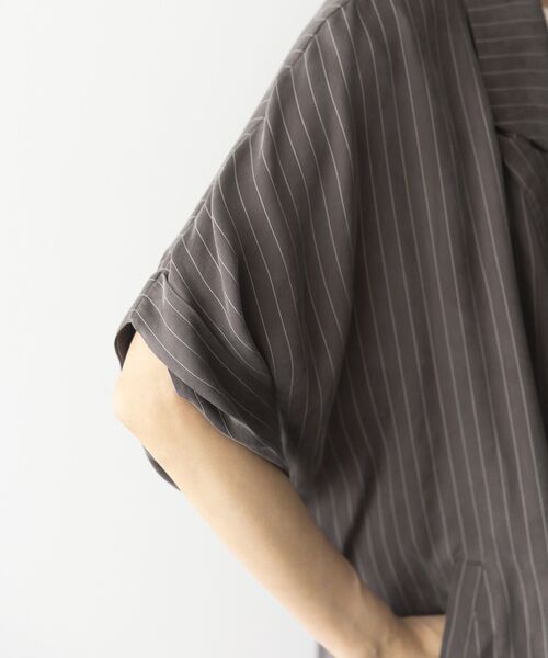 GARAGE OF GOOD CLOTHING（ガレージオブグッドクロージング）の「ストライプ半袖ジャケット（テーラードジャケット・レディース・ブラウン/ブラック・FREE）」の12枚目の写真