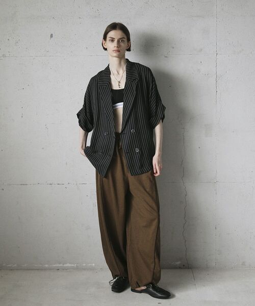 GARAGE OF GOOD CLOTHING（ガレージオブグッドクロージング）の「ストライプ半袖ジャケット（テーラードジャケット・レディース・ブラウン/ブラック・FREE）」の20枚目の写真