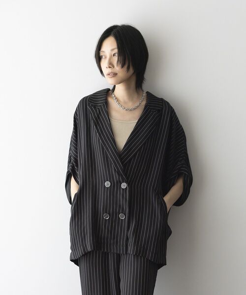 GARAGE OF GOOD CLOTHING（ガレージオブグッドクロージング）の「ストライプ半袖ジャケット（テーラードジャケット・レディース・ブラウン/ブラック・FREE）」の22枚目の写真