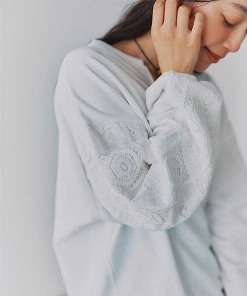 studio CLIP（スタディオクリップ）の「袖パッチワークレースプルオーバー（Tシャツ/カットソー・レディース・スモーク/オフホワイト/パープル・FREE）」の21枚目の写真