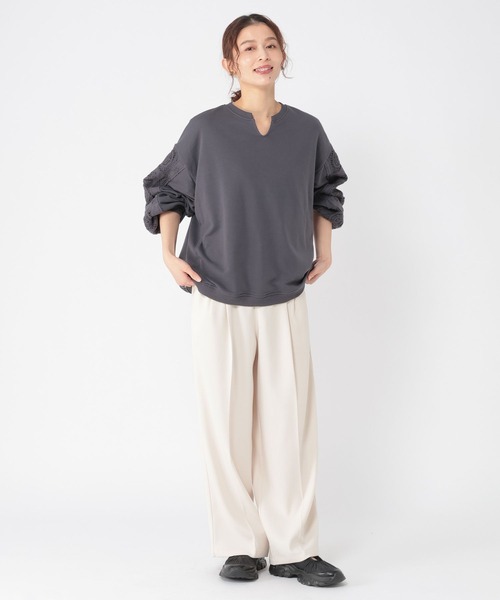 studio CLIP（スタディオクリップ）の「袖パッチワークレースプルオーバー（Tシャツ/カットソー・レディース・スモーク/オフホワイト/パープル・FREE）」の4枚目の写真