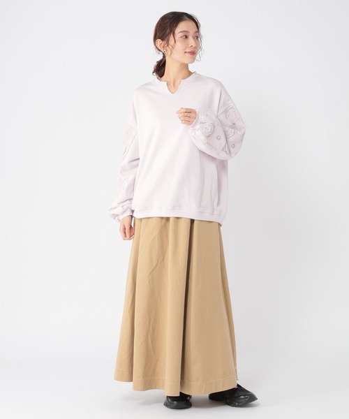 studio CLIP（スタディオクリップ）の「袖パッチワークレースプルオーバー（Tシャツ/カットソー・レディース・スモーク/オフホワイト/パープル・FREE）」の8枚目の写真