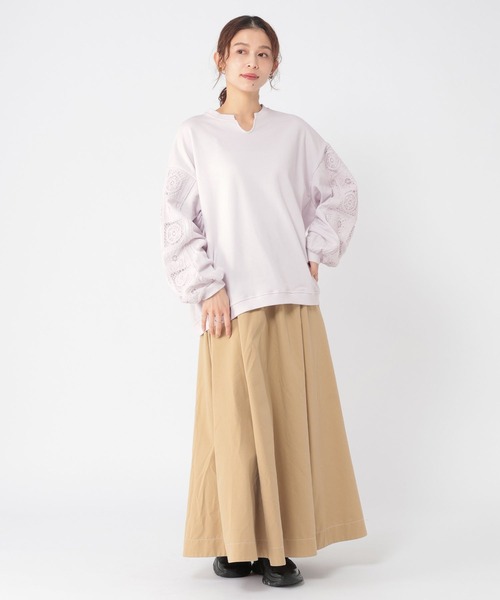 studio CLIP（スタディオクリップ）の「袖パッチワークレースプルオーバー（Tシャツ/カットソー・レディース・スモーク/オフホワイト/パープル・FREE）」の9枚目の写真