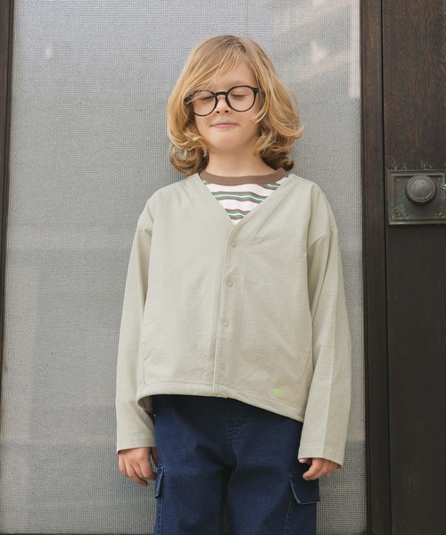 GLOBAL WORK（グローバルワーク）の「スゴラクストレッチ/DRYカーディガン/643123（カーディガン/ボレロ・キッズ・チャコールグレー/アイボリー/ブラック・130cm/140cm/150cm/160cm）」の11枚目の写真