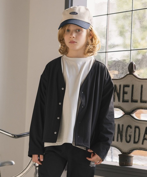 GLOBAL WORK（グローバルワーク）の「スゴラクストレッチ/DRYカーディガン/643123（カーディガン/ボレロ・キッズ・チャコールグレー/アイボリー/ブラック・130cm/140cm/150cm/160cm）」の19枚目の写真