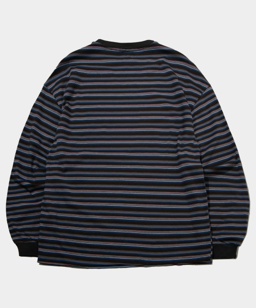 SOMEPLACE MAN（サムプレイス・マン）の「マルチストライプラグランダンガラレイヤリングロングスリーブ[ブルー]（Tシャツ/カットソー・メンズ・ブルー・FREE）」の2枚目の写真