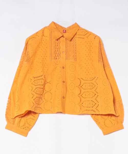 チャイハネ（チャイハネ）の「【チャイハネ】シフレーショートシャツ（シャツ/ブラウス・レディース・オレンジ/ホワイト/ブルー・FREE）」の3枚目の写真