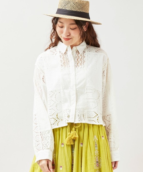 チャイハネ（チャイハネ）の「【チャイハネ】シフレーショートシャツ（シャツ/ブラウス・レディース・オレンジ/ホワイト/ブルー・FREE）」の2枚目の写真
