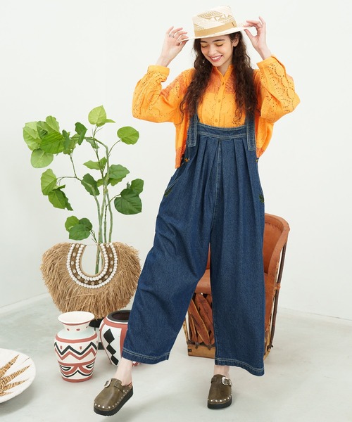 チャイハネ（チャイハネ）の「【チャイハネ】シフレーショートシャツ（シャツ/ブラウス・レディース・オレンジ/ホワイト/ブルー・FREE）」の5枚目の写真