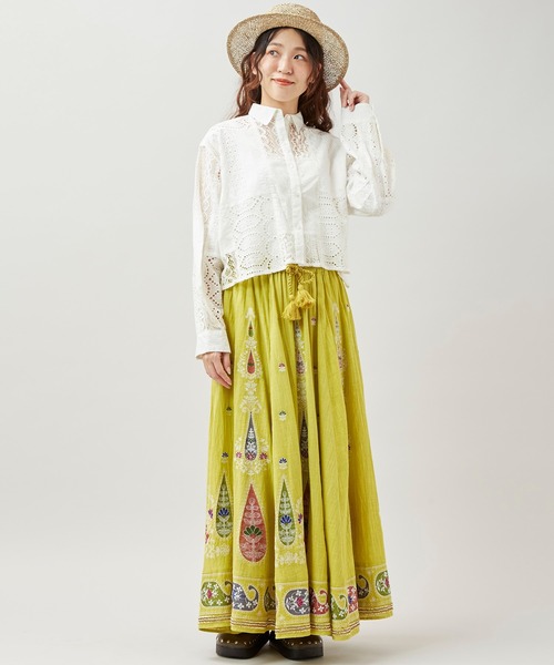 チャイハネ（チャイハネ）の「【チャイハネ】シフレーショートシャツ（シャツ/ブラウス・レディース・オレンジ/ホワイト/ブルー・FREE）」の15枚目の写真