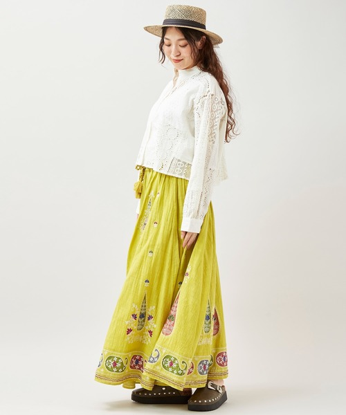 チャイハネ（チャイハネ）の「【チャイハネ】シフレーショートシャツ（シャツ/ブラウス・レディース・オレンジ/ホワイト/ブルー・FREE）」の13枚目の写真