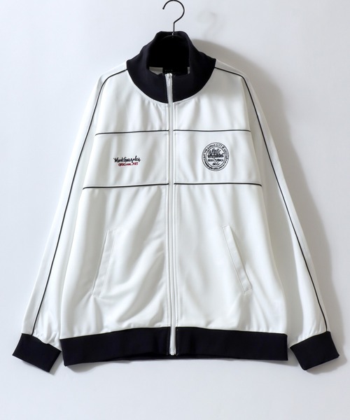 Mark Gonzales(マーク・ゴンザレス)の「MARK GONZALES ARTWORK COLLECTION/マークゴンザレス 別注 オーバーサイズ パネル切替 ワンポイント刺繍 ブロークコア トラックジャケット ジャージ(ジャージ・メンズ・ワイン/ホワイト/ブラック/チャコール/ネイビー・L/XL/M)」の6枚目の写真