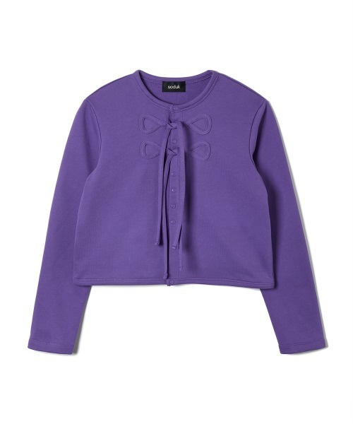 soduk（スドーク）の「【soduk】ribbon cardigan（カーディガン/ボレロ・レディース・ブラック/グレー/レッド/パープル・ONE SIZE）」の3枚目の写真