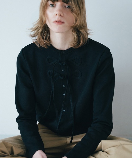 soduk（スドーク）の「【soduk】ribbon cardigan（カーディガン/ボレロ・レディース・ブラック/グレー/レッド/パープル・ONE SIZE）」の14枚目の写真