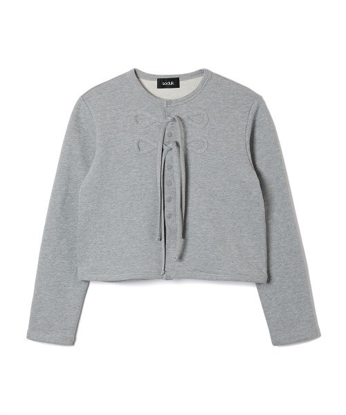 soduk（スドーク）の「【soduk】ribbon cardigan（カーディガン/ボレロ・レディース・ブラック/グレー/レッド/パープル・ONE SIZE）」の6枚目の写真