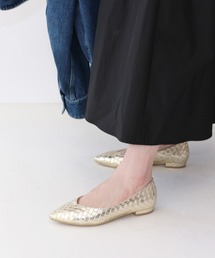Vカットメッシュフラットシューズ【低反発スポンジ入り】