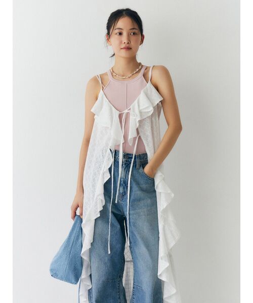 Ungrid（アングリッド）の「パット付きアメスリニット（キャミソール・レディース・イエロー/ピンク/アイボリー/ブラウン・FREE）」の11枚目の写真