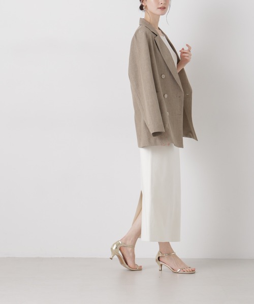 NANO universe（ナノユニバース）の「洗濯機洗可ストレートラインニットスカート(セットアップ可)（スカート・レディース・ブルー/ホワイト/ダークネイビー・FREE）」の9枚目の写真