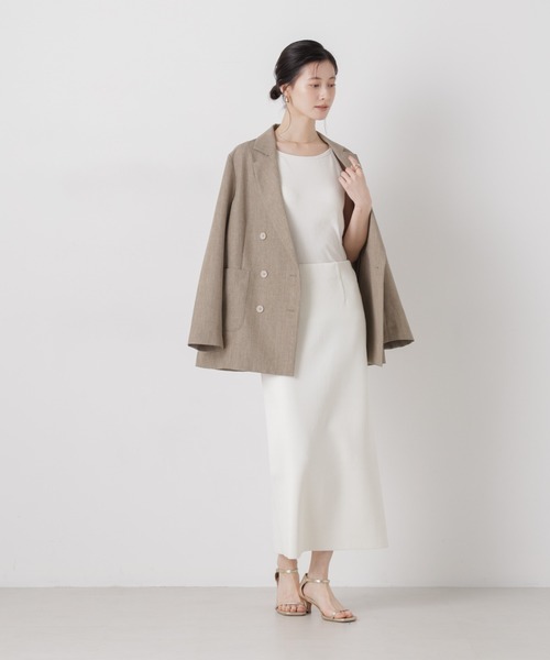 NANO universe（ナノユニバース）の「洗濯機洗可ストレートラインニットスカート(セットアップ可)（スカート・レディース・ブルー/ホワイト/ダークネイビー・FREE）」の10枚目の写真