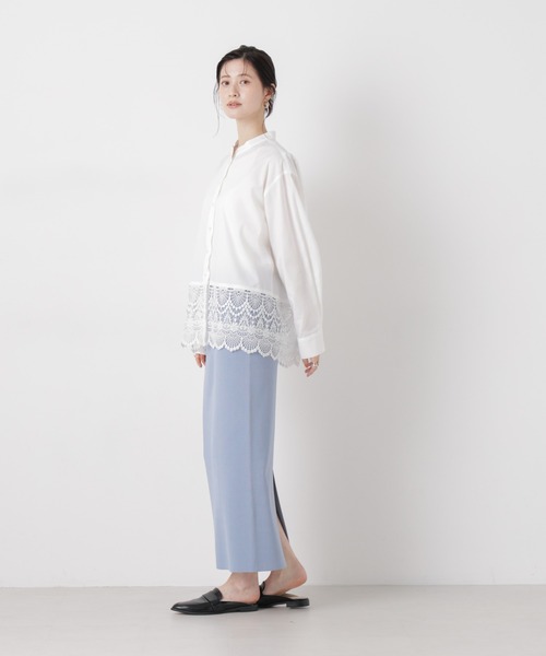 NANO universe（ナノユニバース）の「洗濯機洗可ストレートラインニットスカート(セットアップ可)（スカート・レディース・ブルー/ホワイト/ダークネイビー・FREE）」の13枚目の写真