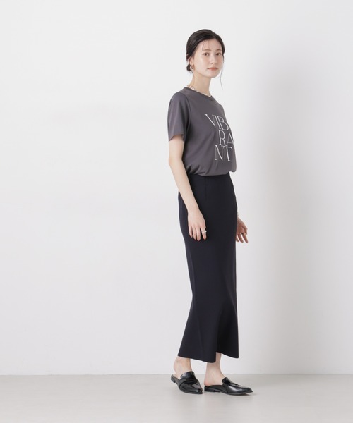 NANO universe（ナノユニバース）の「洗濯機洗可ストレートラインニットスカート(セットアップ可)（スカート・レディース・ブルー/ホワイト/ダークネイビー・FREE）」の18枚目の写真