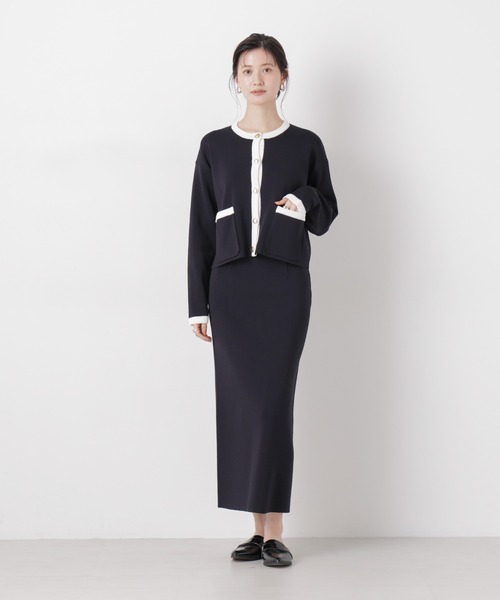 NANO universe（ナノユニバース）の「洗濯機洗可ストレートラインニットスカート(セットアップ可)（スカート・レディース・ブルー/ホワイト/ダークネイビー・FREE）」の22枚目の写真