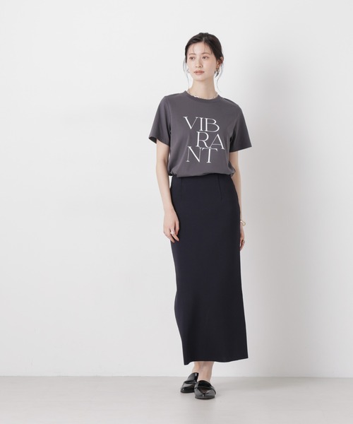 NANO universe（ナノユニバース）の「洗濯機洗可ストレートラインニットスカート(セットアップ可)（スカート・レディース・ブルー/ホワイト/ダークネイビー・FREE）」の19枚目の写真