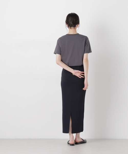 NANO universe（ナノユニバース）の「洗濯機洗可ストレートラインニットスカート(セットアップ可)（スカート・レディース・ブルー/ホワイト/ダークネイビー・FREE）」の21枚目の写真