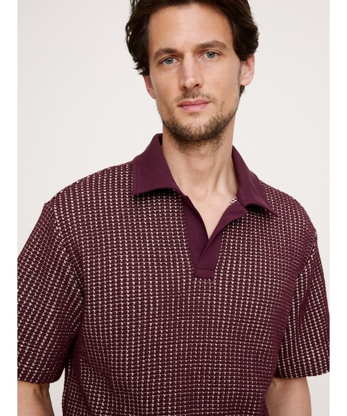 Banana Republic（バナナリパブリック）の「リラックスフィット ワッフルニット ポロシャツ（ポロシャツ・メンズ・ブラック×ホワイト/ブラウン・XL/L/M/S）」の7枚目の写真