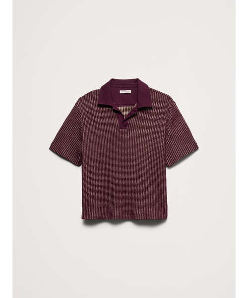 Banana Republic（バナナリパブリック）の「リラックスフィット ワッフルニット ポロシャツ（ポロシャツ・メンズ・ブラック×ホワイト/ブラウン・XL/L/M/S）」の8枚目の写真