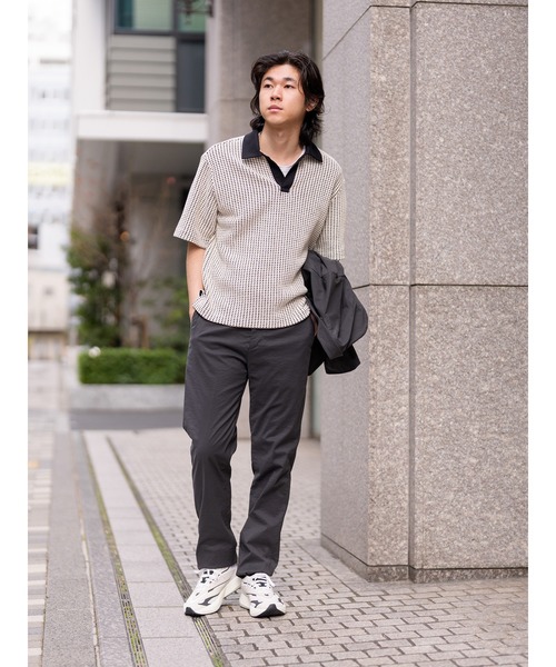 Banana Republic（バナナリパブリック）の「リラックスフィット ワッフルニット ポロシャツ（ポロシャツ・メンズ・ブラック×ホワイト/ブラウン・XL/L/M/S）」の5枚目の写真